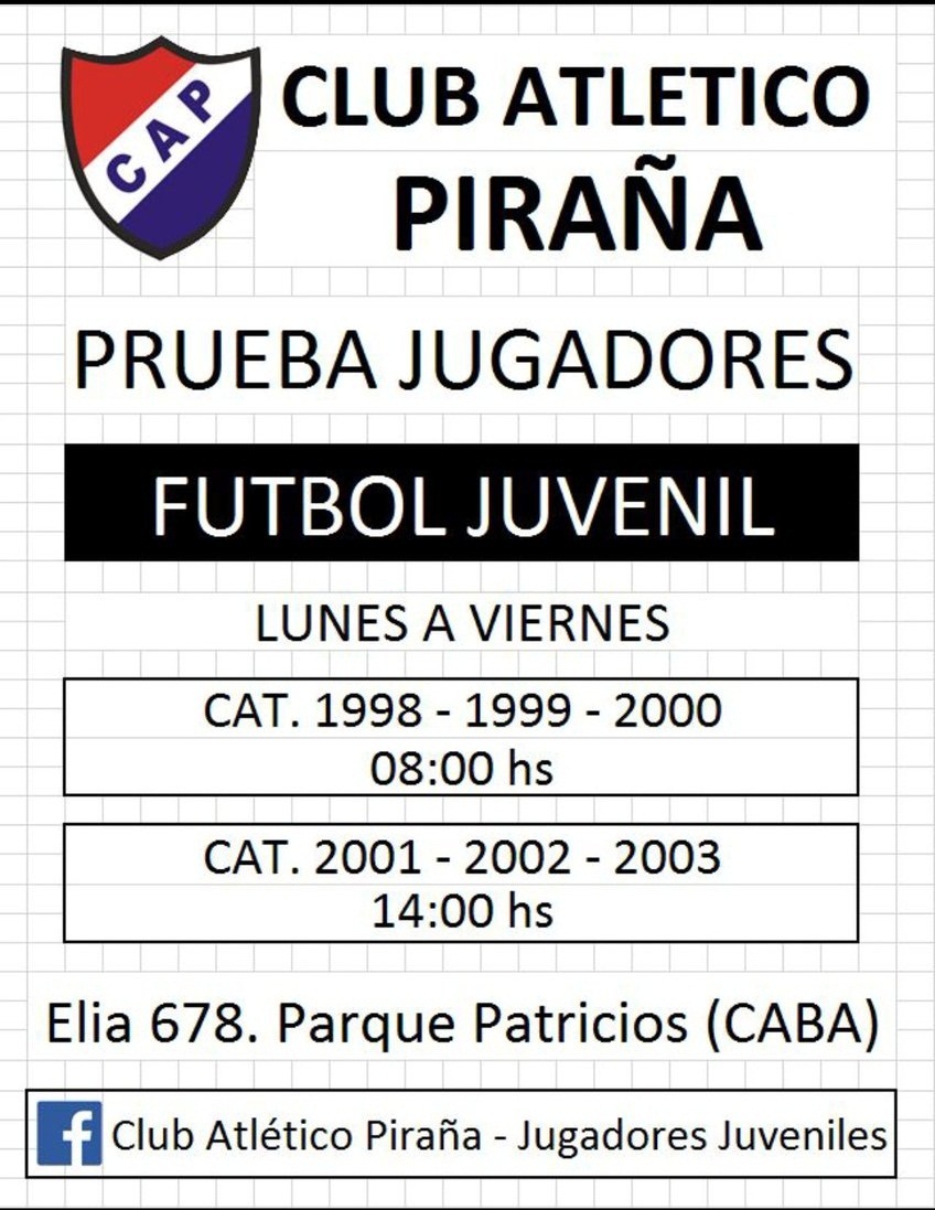 Pruebas de jugadores Nov. y Dic. - Inferiores Fútbol Argentino